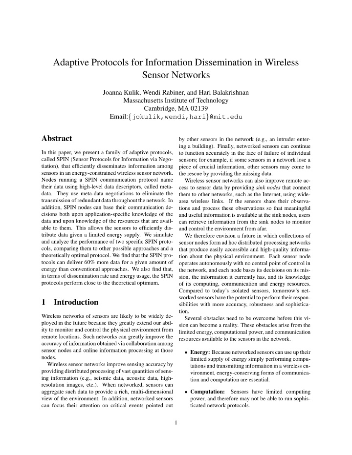 adaptive protocols for information dissemination in