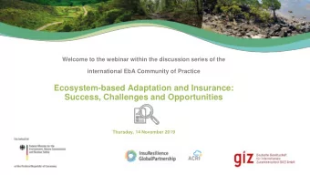 Ecosystem-based Adaptation and Insurance:  Success, Challenges and Opportunities  Thursday, 14