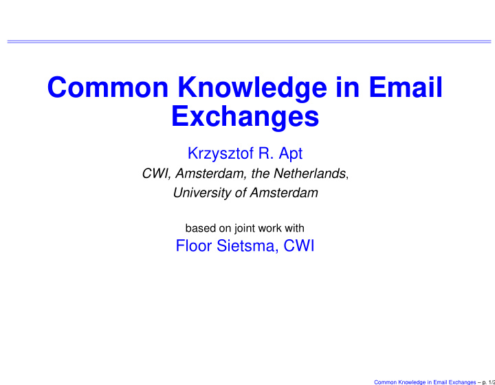 common knowledge in email exchanges