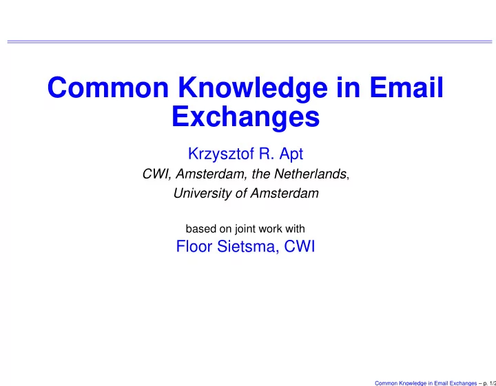 common knowledge in email exchanges