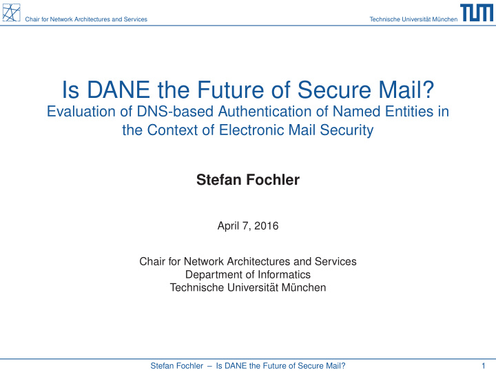 is dane the future of secure mail