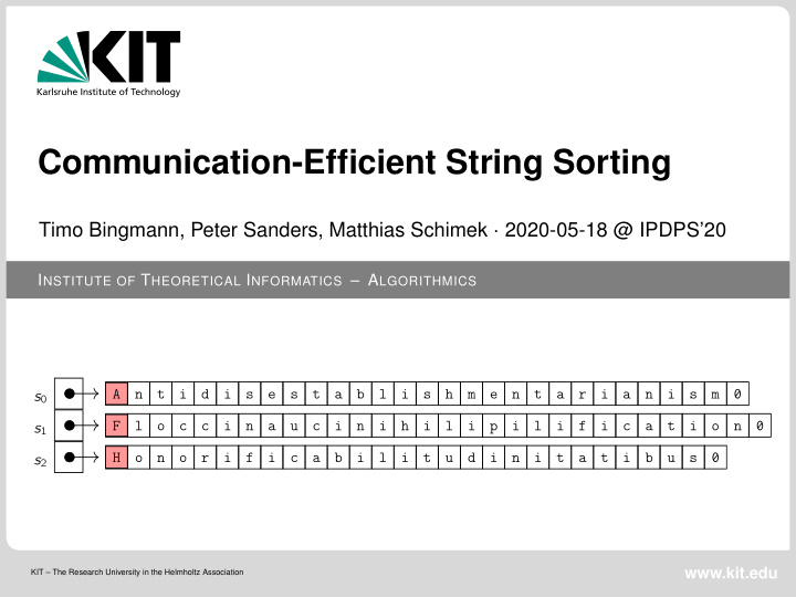 communication efficient string sorting