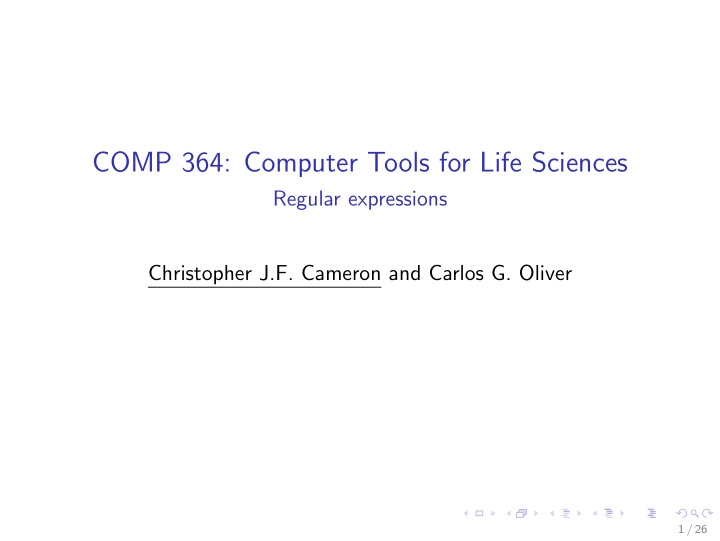 comp 364 computer tools for life sciences