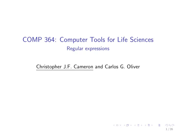 comp 364 computer tools for life sciences