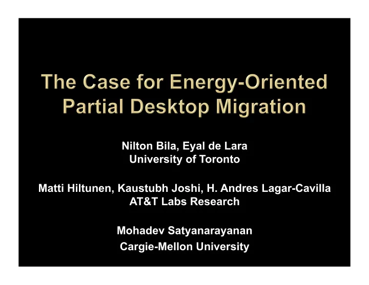 nilton bila eyal de lara university of toronto matti