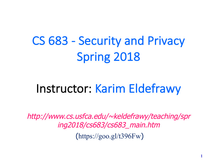 cs cs 683 683 se securi rity and pri rivacy sp spri ring