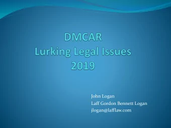 John Logan  Laff Gordon Bennett Logan  jlogan@lafflaw.com  Strange things are afoot at the  circle