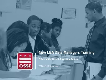 New LEA Data Managers Training  Office of the Chief Information Officer  2020-21 School Year