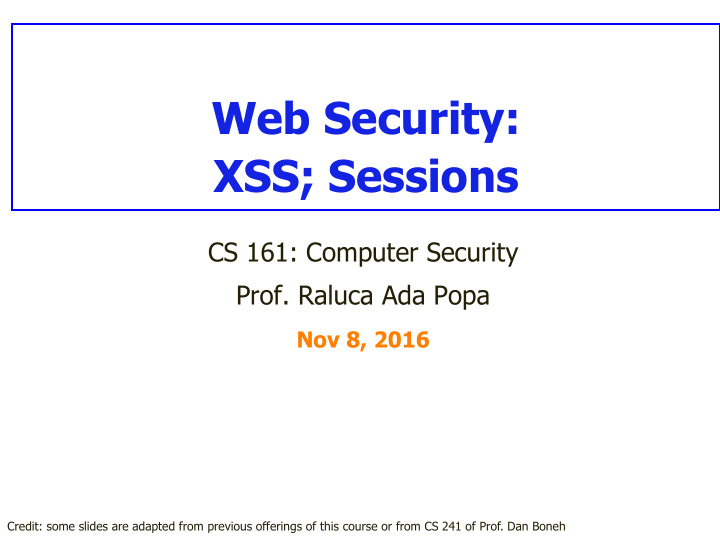 web security xss sessions