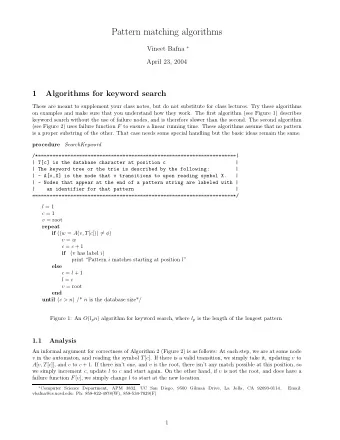 Pattern matching algorithms Vineet Bafna   April 23, 2004  1  Algorithms for keyword search