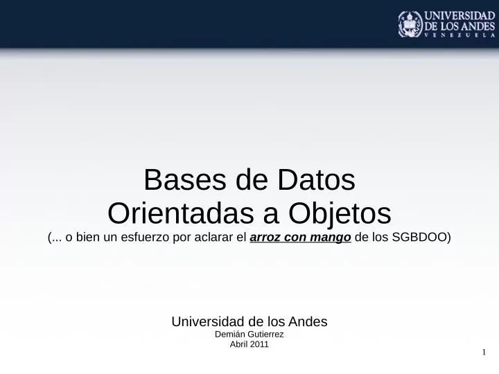 bases de datos orientadas a objetos