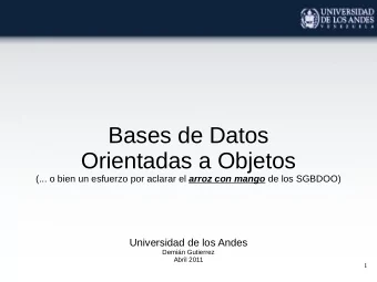 Bases de Datos  Orientadas a Objetos (... o bien un esfuerzo por aclarar el arroz con mango de los