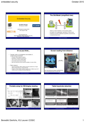 embedded security  October 2015  The Old Model (simplified view)  Embedded Security  Benedikt
