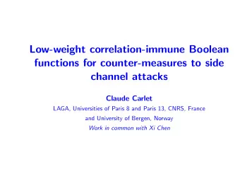 Low-weight correlation-immune Boolean  functions for counter-measures to side  channel attacks