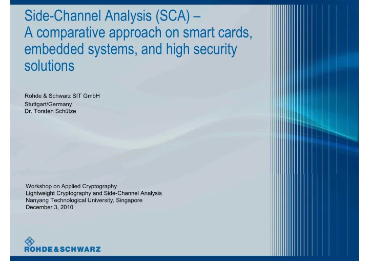 side channel analysis sca a comparative approach on smart