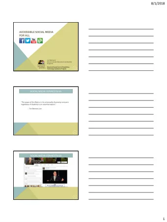 8/1/2018  ACCESSIBLE SOCIAL MEDIA  FOR ALL  Lori Markland  Director, Access Maryland &amp;
