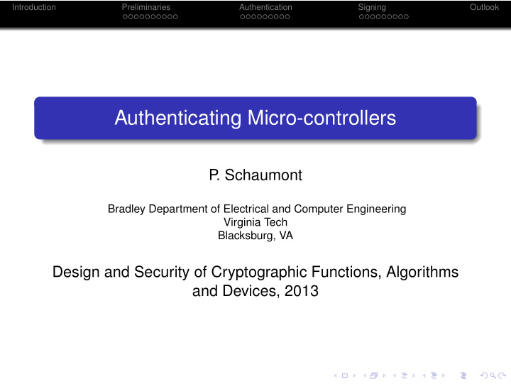 authenticating micro controllers