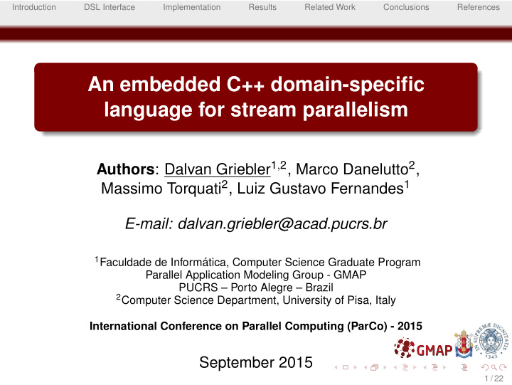 an embedded c domain specific language for stream