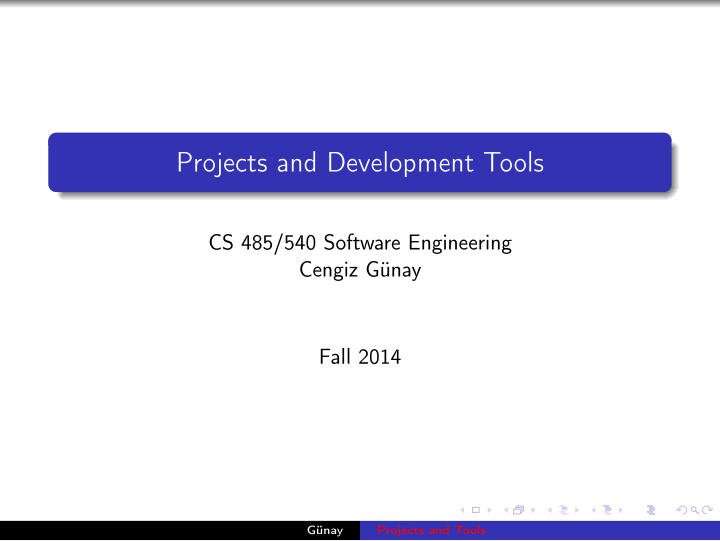projects and development tools