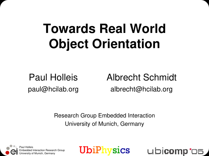 towards real world object orientation