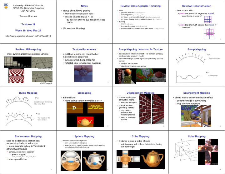 news review basic opengl texturing review reconstruction