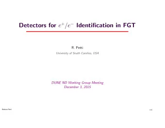 Detectors for e + /e  Identification in FGT  R. Petti  University of South Carolina, USA  DUNE