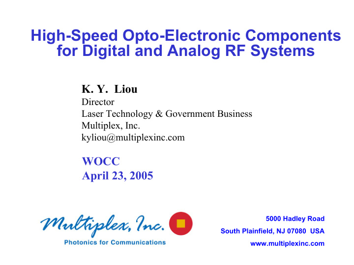 high speed opto electronic components for digital and