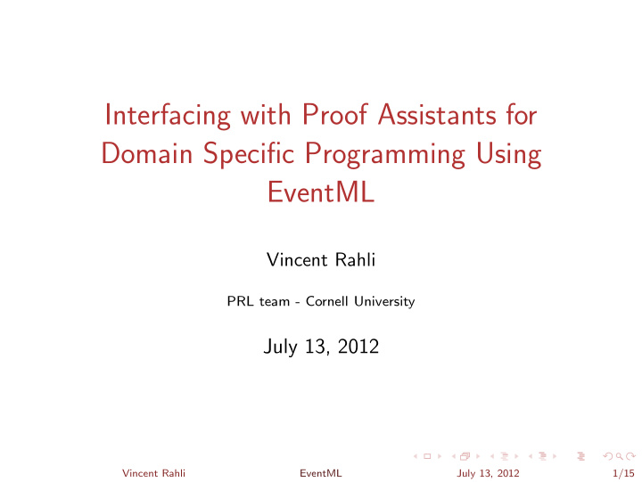 interfacing with proof assistants for domain specific