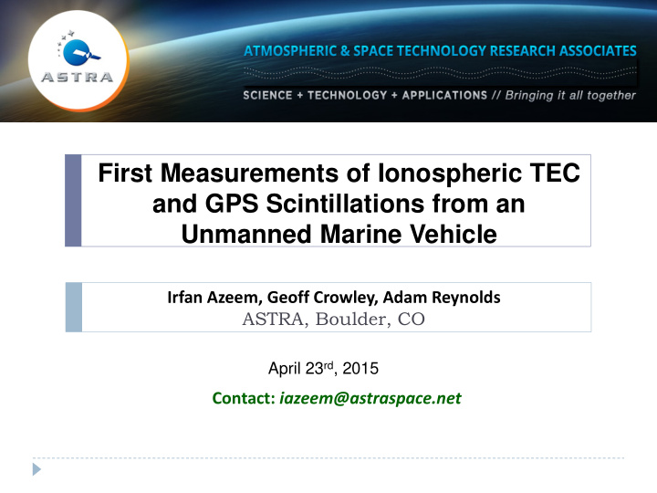 first measurements of ionospheric tec and gps