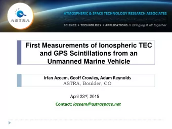 First Measurements of Ionospheric TEC  and GPS Scintillations from an Unmanned Marine Vehicle