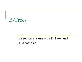 B-Trees  Based on materials by D. Frey and  T. Anastasio  1  Large Trees n Tailored toward