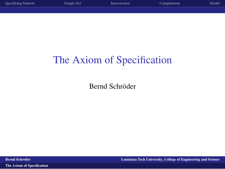 the axiom of specification