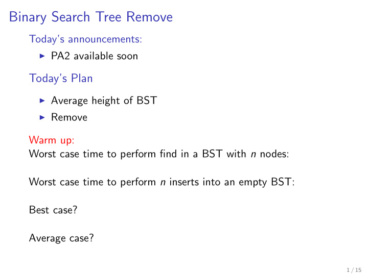 binary search tree remove