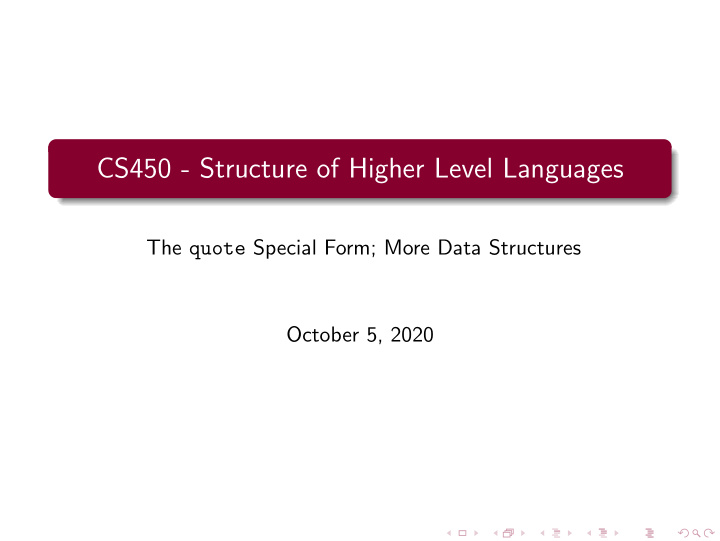 cs450 structure of higher level languages