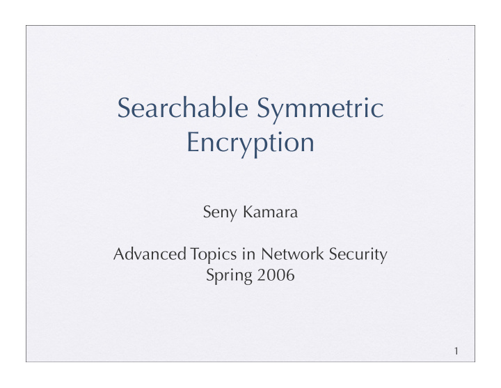 searchable symmetric encryption