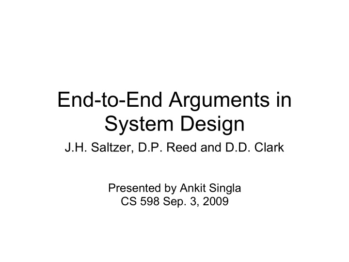 end to end arguments in system design