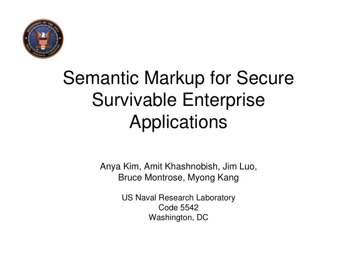 semantic markup for secure survivable enterprise