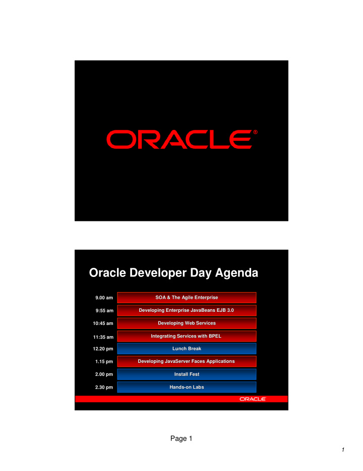 oracle developer day agenda