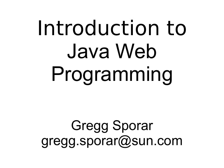 introduction to java web programming