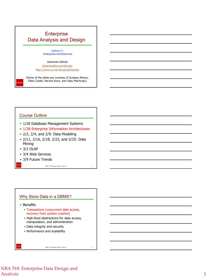 enterprise data analysis and design