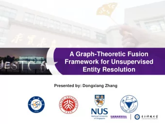 Framework for Unsupervised  Entity Resolution  Presented by: Dongxiang Zhang  Entity Resolution