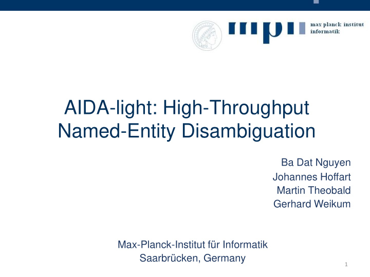 aida light high throughput named entity disambiguation