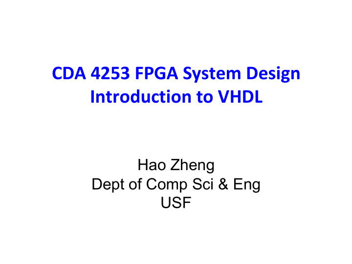 cda 4253 fpga system design introduction to vhdl