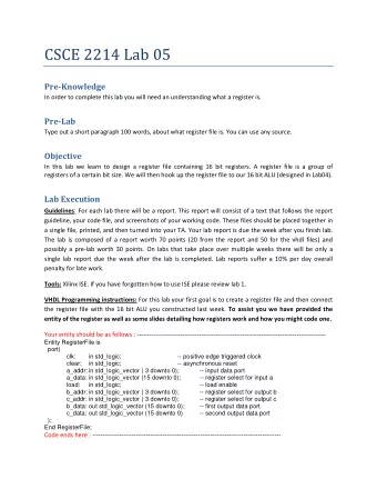 Pre-Knowledge  In order to complete this lab