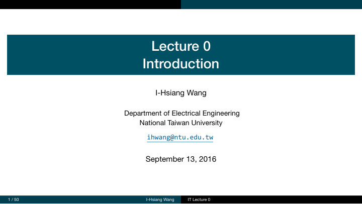 lecture 0 introduction