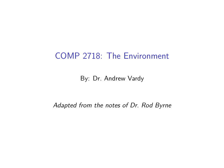 comp 2718 the environment