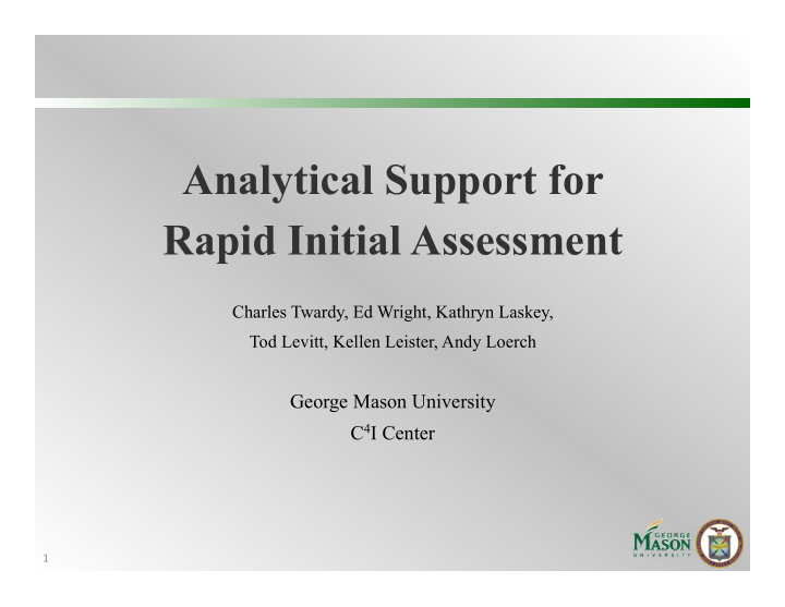 analytical support for rapid initial assessment