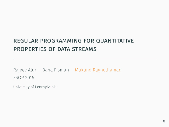 regular programming for quantitative properties of data
