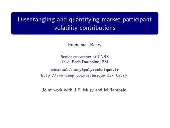 Disentangling and quantifying market participant  volatility contributions  Emmanuel Bacry  Senior