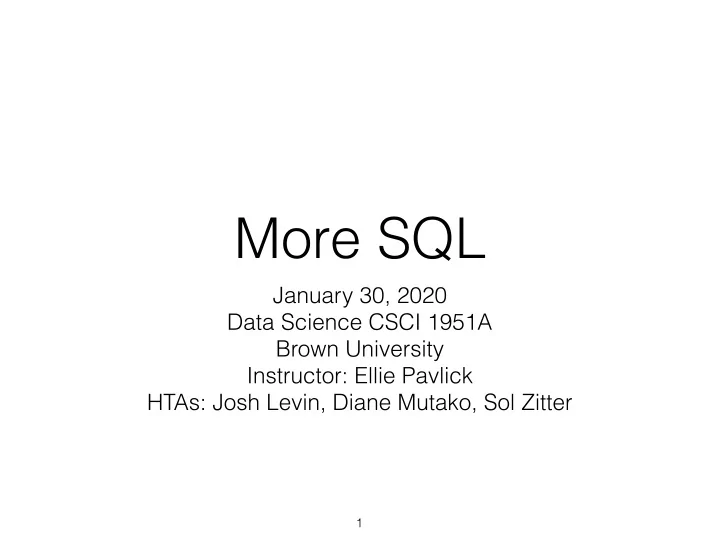 more sql